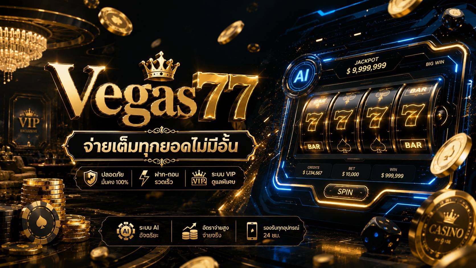 Vegas77 เว็บสล็อตตรง API แท้ ที่เปลี่ยนทุกการสปินของคุณให้เป็นการลงทุนที่ปลอดภัย ไม่ล็อคยูส และพร้อมถอนกำไรเข้าบัญชีทันทีที่ต้องการ