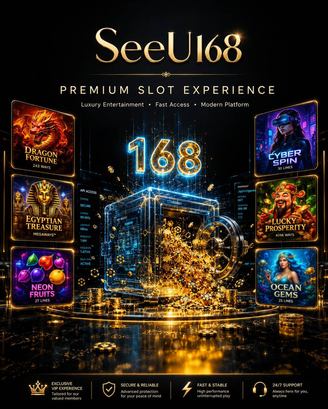 SeeU168 สล็อตเว็บตรง API แท้ 100% โปร่งใสทุกการเดิมพัน ไม่โกง ไม่ล็อกยูสเซอร์ ระบบออโต้ถอนไว สัมผัสประสบการณ์ทำกำไรระดับ VIP ได้แล้ววันนี้