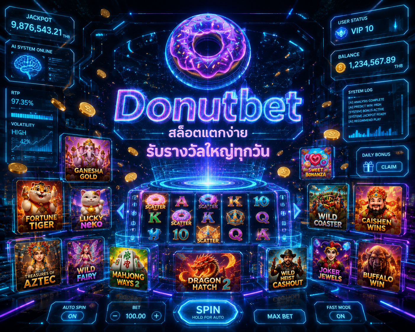 Donutbet เว็บสล็อต อันดับ 1 ของแท้ การันตี ไม่ผ่านเอเย่นต์ เข้ามา รับรางวัลใหญ่ทุกวัน ทุนน้อยก็บวกแสนได้ สมัครด่วน โอกาสรวยรอคุณอยู่