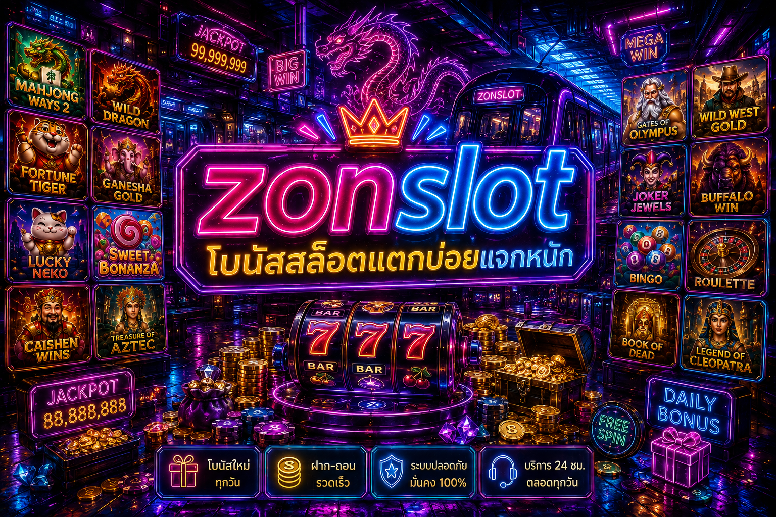โอกาสรวยมาถึงแล้ว ลุย สล็อตออนไลน์ ที่ zonslot สล็อตเว็บตรง ถูกกฎหมาย โบนัสแตกบ่อย รางวัลออกง่ายสุดขีด ถอนไม่อั้น 100% คลิกสมัครด่วน